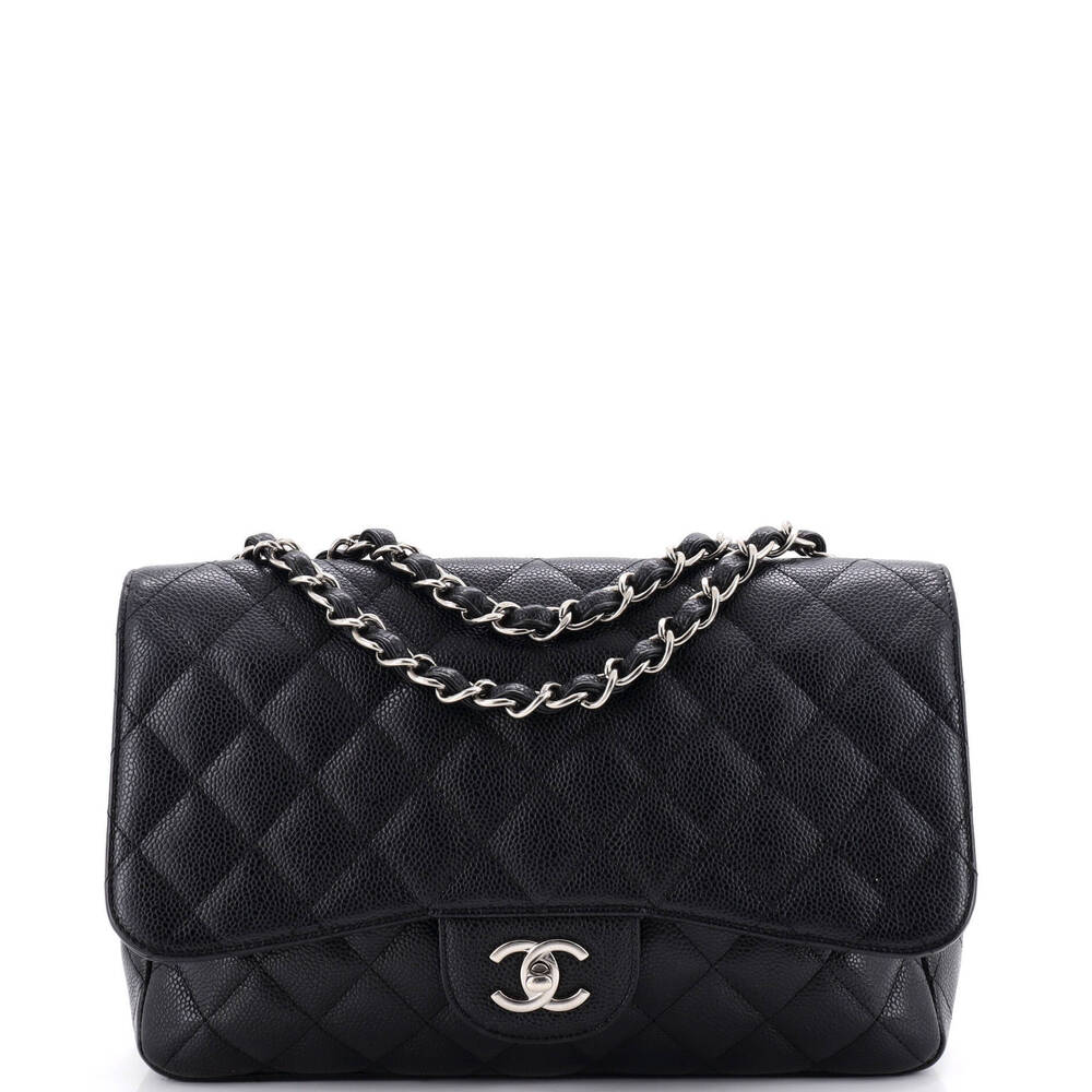 Chanel Jumbo Classic Single Flap Bag Quilted Caviar